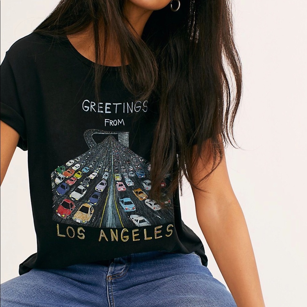Free People LA Greetings Tee Shirt